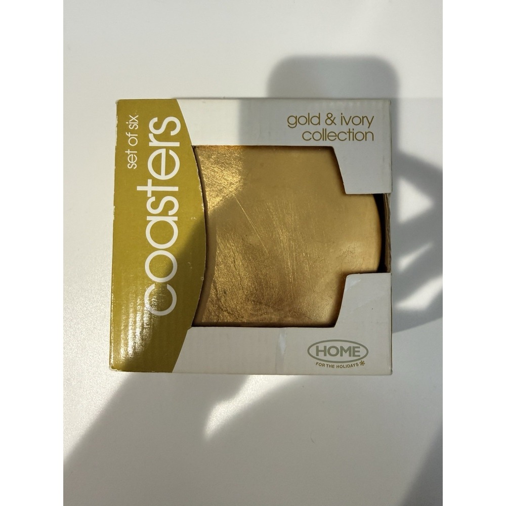 Home For The Holidays Gold And Ivory Collection Set Of 6 Coasters‎ NEW S